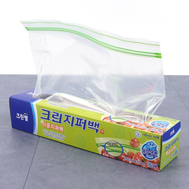 쿠킹호일 크린랩 크린 지퍼백 15매 30x35cm 롤백
