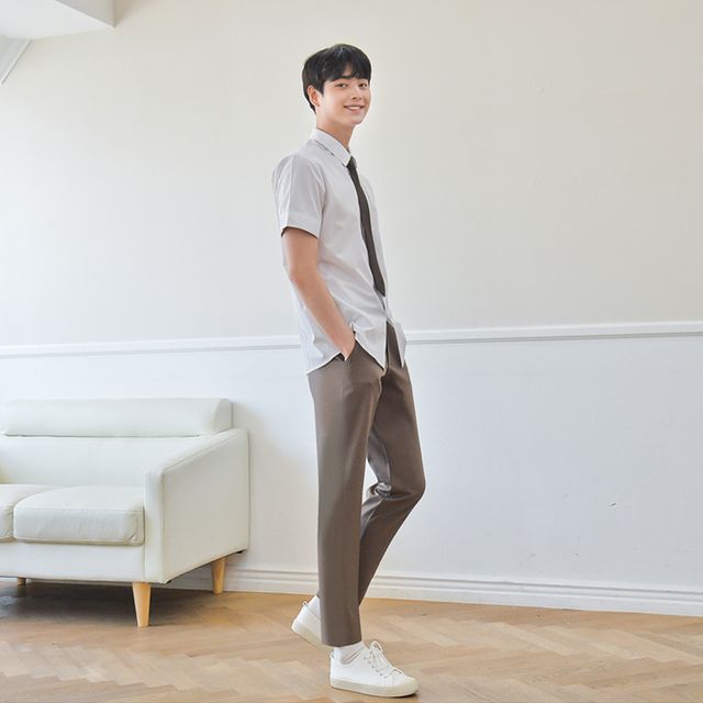 교복몰 (하복)스판 코코아 교복바지(남자) 교복 학생