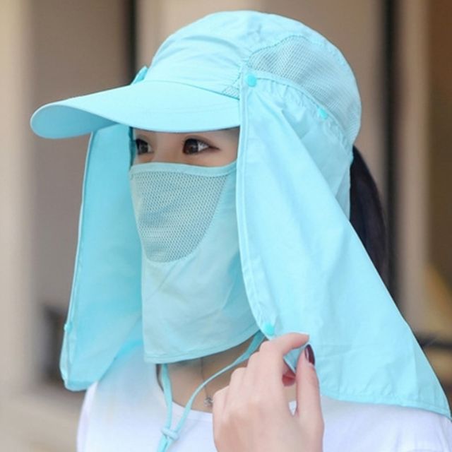 단색 햇빛 차단 마스크 모자