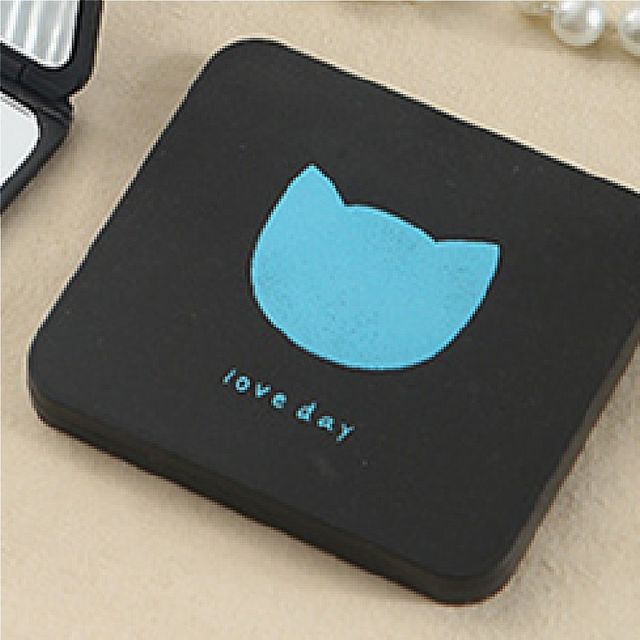 Love Day 7cm 양면 접이식 화장거울 파란 고양이
