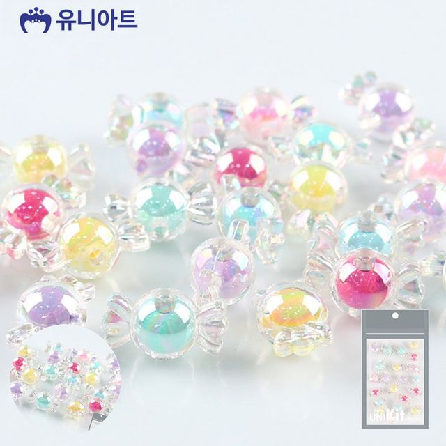 비즈재료 비즈팔찌만들기 티니비즈 6번 파스텔 캔디 홀로그램 중형