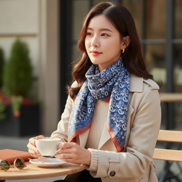 여성 유니크 두건 손수건 머리 패턴 반다나 롱 스카프