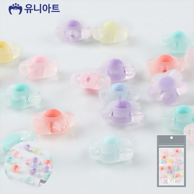 팔찌만들기부자재 키링부자재 티니비즈 18번 파스텔 꽃 무광 중형