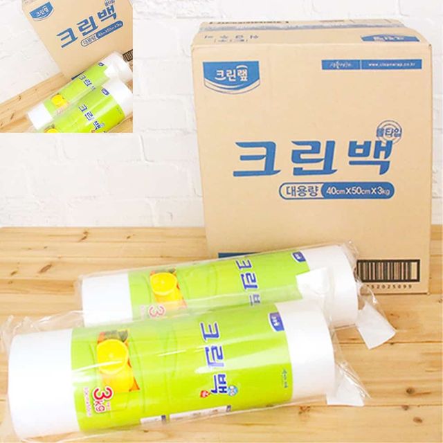 크린롤백 대용량 40x50x3k 6개입 일회용봉지 위생봉지 비닐롤백 롤비닐봉투