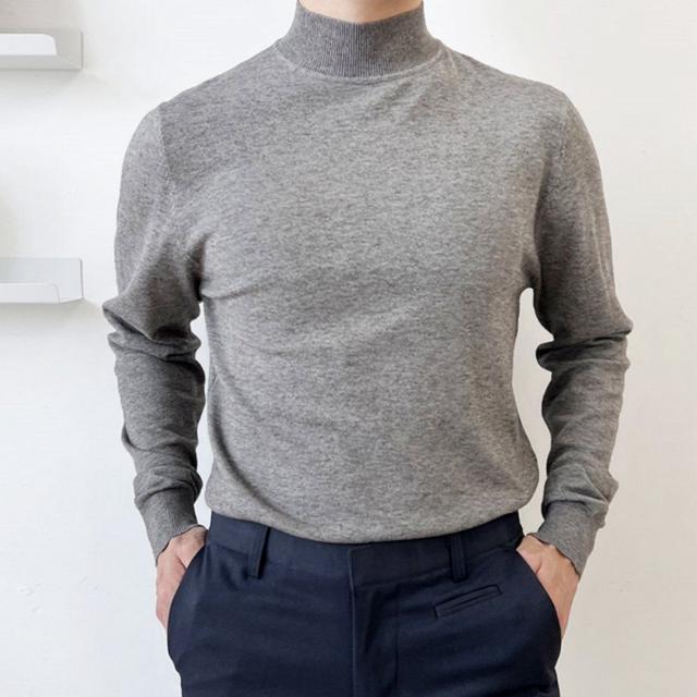 남성 보온성 좋은 기본 깔끔 디자인 반복 니트 티셔츠