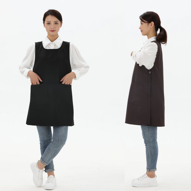 구김없는 포그니 투포켓 원피스형 앞치마