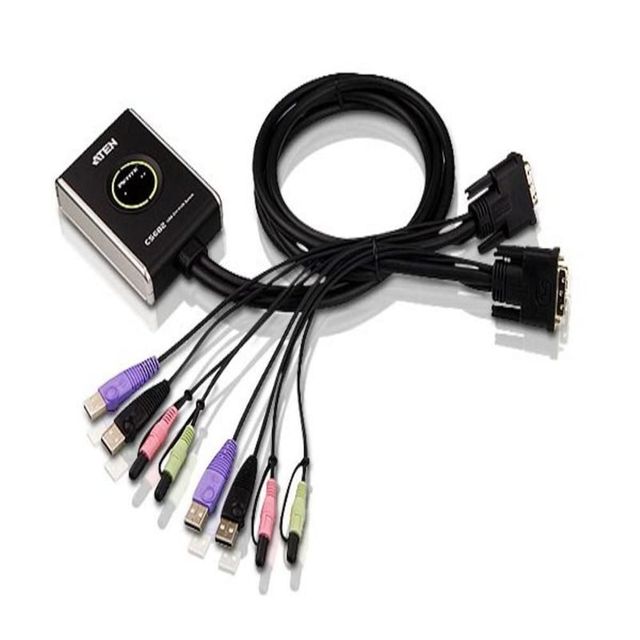 유선 연결형 USB DVI 오디오 지원 KVM 스위치 2포트