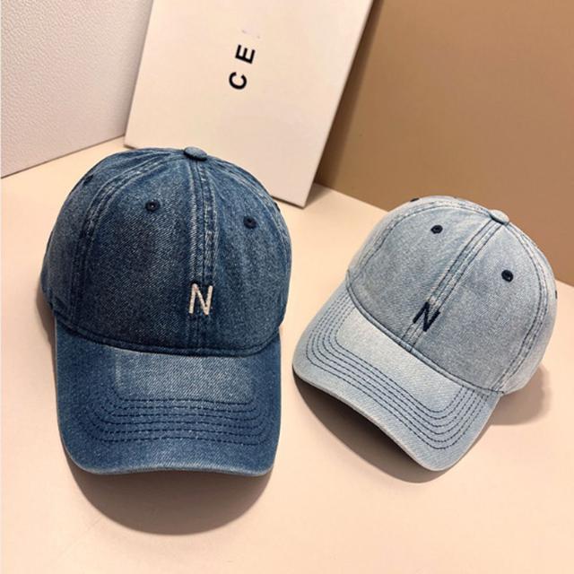 남녀 데님 청 야구모자 볼캡 알파벳 자수 데일리 모자