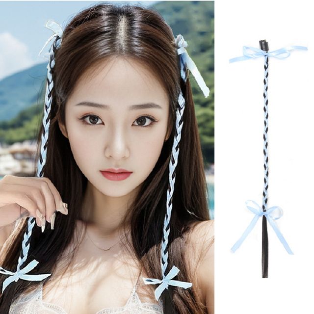 (이거찜) 땋은머리 리본핀 학생헤어핀 헤어악세사리