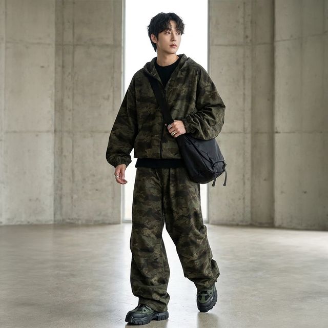 WL ACC 2002M 남자 아웃도어 밀리터리 카모 전술 와이드 팬츠 레저 등산 작업바지