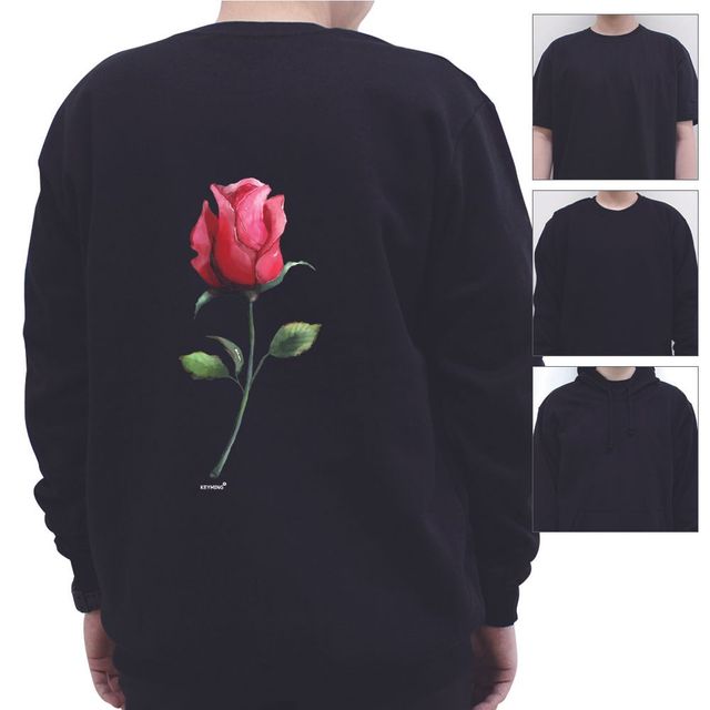 키밍 맨투맨 후드티 티셔츠 장미 rose 디자인