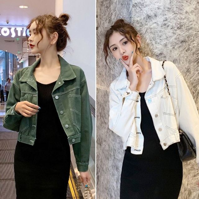 S/S 추절기 스티치 여성용심플 크롭자켓 이지웨어 청바지