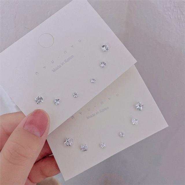 귀걸이 은침 큐빅 정장 스퀘어 라운드 크리스탈 S925