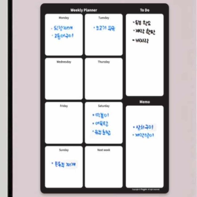 유리용 위클리 플래너 주간달력 주간플래너