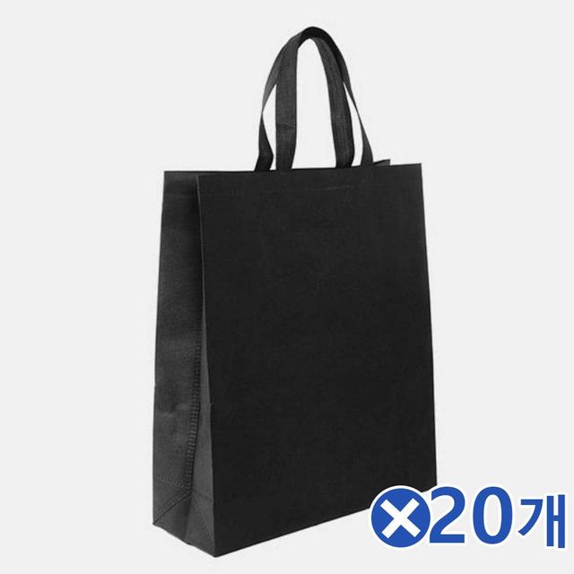 TBZ 장바구니 세로형 부직포 가방 블랙x20개 다용도가방