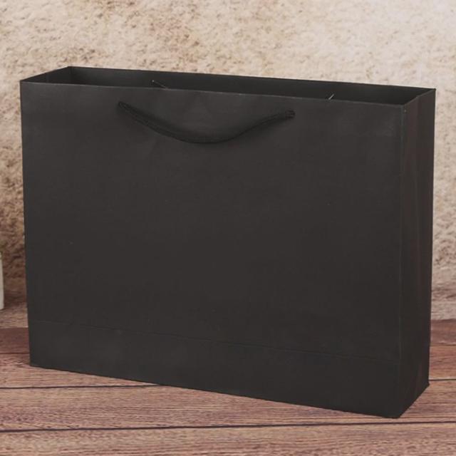 무지 가로형 종이 쇼핑백 블랙 40x30cm - 선물 포장 가방