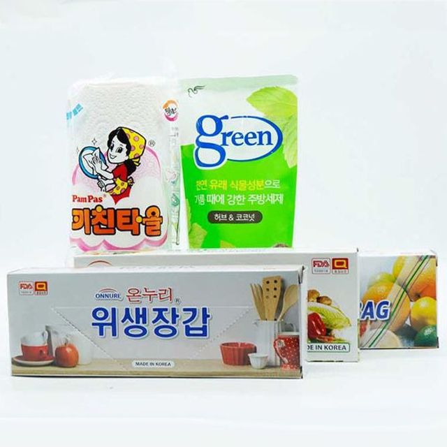일회용 위생장갑 세트, 크린백 지퍼백 키친타올