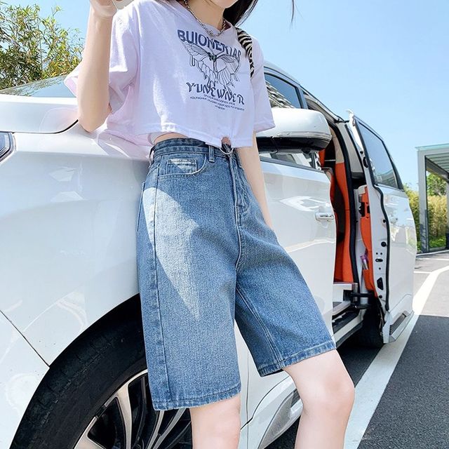5부청바지 여자반바지 3컬러 청바지 일자핏 데님팬츠