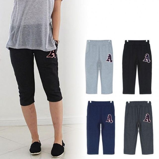 트레이닝 7부 바지 팬츠 데일리 A패치 와이드츄리닝
