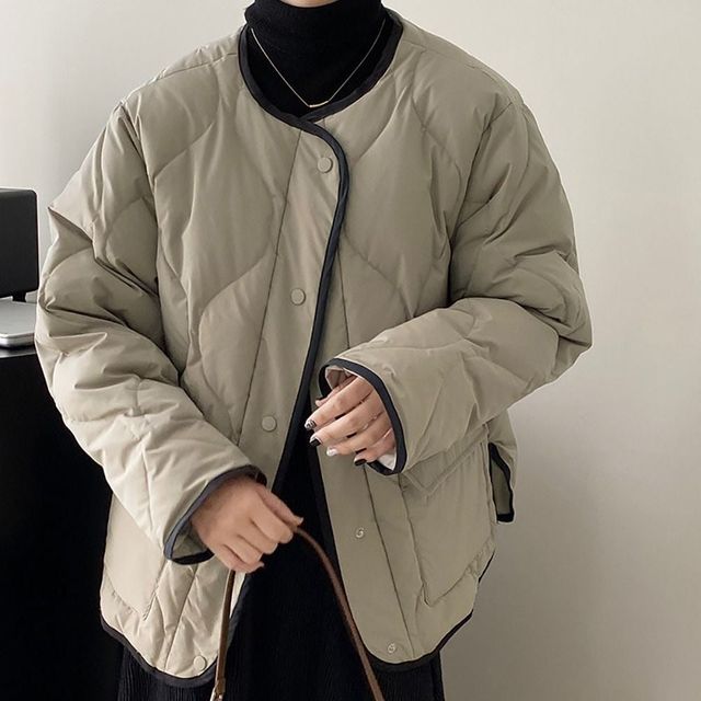 오버핏 퀼팅 누빔 패딩 점퍼 빅사이즈 자켓 심플한