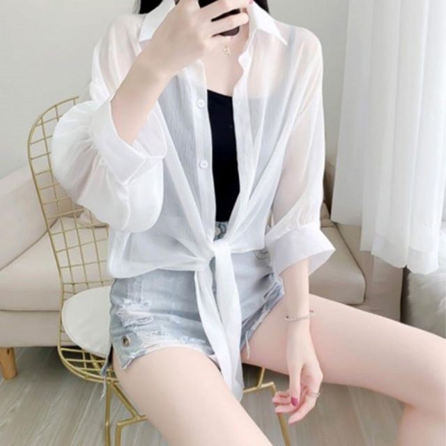데이트 모임 여성남방 편안한 남방 롱셔츠 여자셔츠