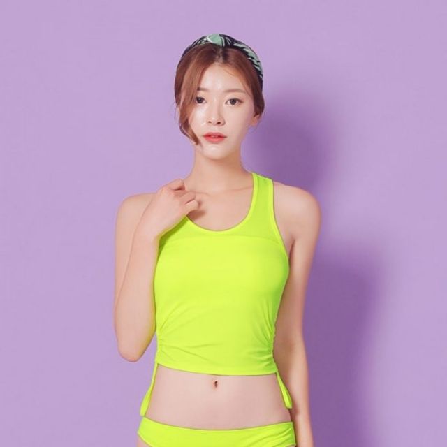 요가복 P6039 스트링 크롭 나시 운동복 에보니