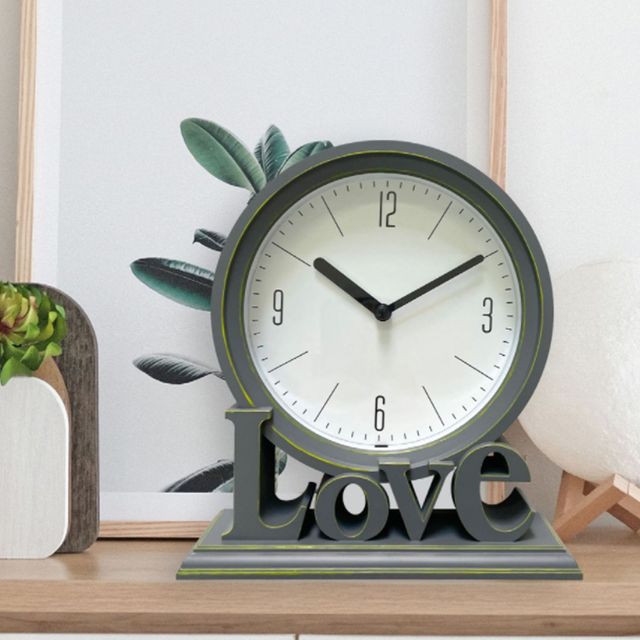 LOVE 알람 탁상 시계 그레이 자명종 홈테리어