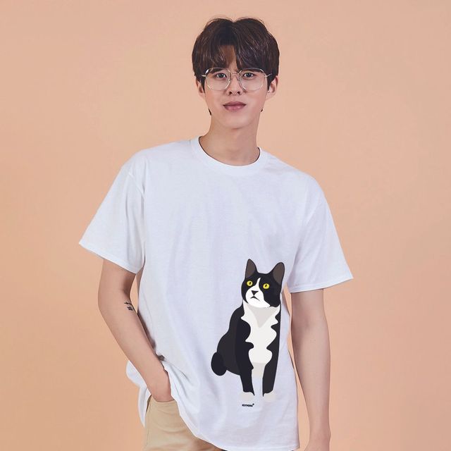 키밍 야옹이 캐릭터 맨투맨 후드티 면 티셔츠