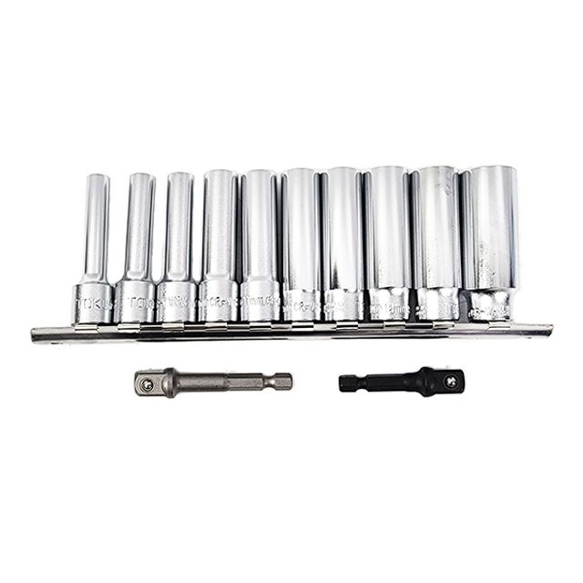 TOKU 롱핸드소켓세트 1223801S 3/8인치 10pcs + 소켓아답터 - 작업 범위 확장