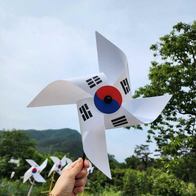 바람개비 플라스틱 태극기 카페장식 삼일절 운동회 스피너 농장 캠핑 허수아비 유치원 광복절