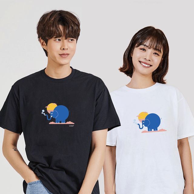 키밍 코끼리 노을 20대남자반팔티 예쁜티셔츠 심플티