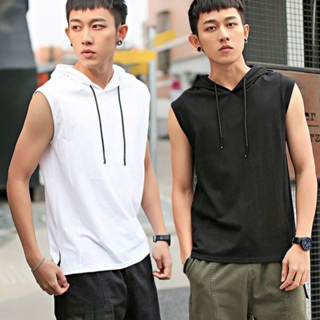 후드티 남자 여름 외출 얇고 시원한 소재 후드집업 민소매 후드 티셔츠