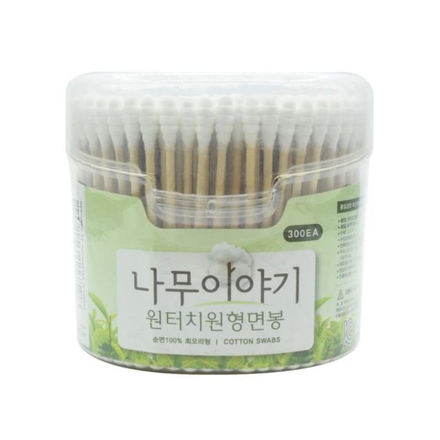위생적인 나무스틱 원형 면봉 300개
