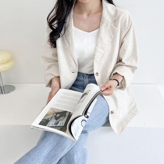여성 여름아우터 블렌딩 오버핏 린넨자켓
