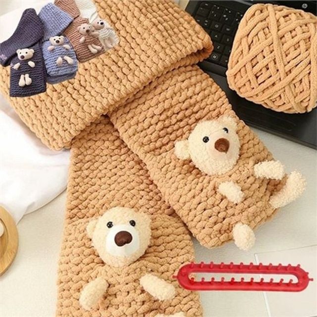 diy 뜨개 목도리 뜨개 실 목도리 키트 초보 선물용 털실 겨울 핸드메이드 귀여운 용품 방한 유아