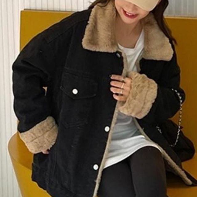 퍼 데님 점퍼 빈티지 캐주얼 아우터 퍼카라 디테일