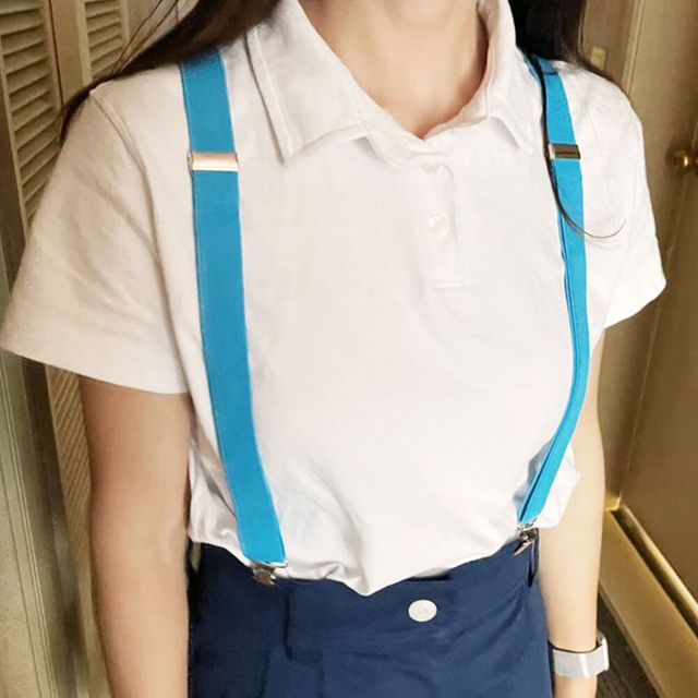 무지 멜빵 빅사이즈 정장 작업용 서스펜더 블루