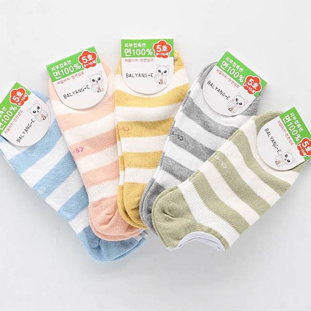 아동 덧신 발목 면양말 줄무늬 3켤레묶음 9-10세용