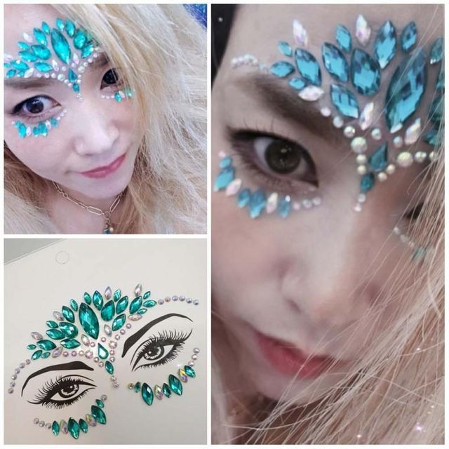 페이 셜 쥬얼리 반짝이 메이크업 보석 할로윈 크리스탈 스티커 타투 얼굴장식