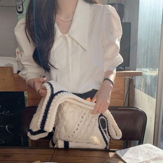 사무실 봄 여자옷코디 쉬폰 남방 오버핏 코디 데이트
