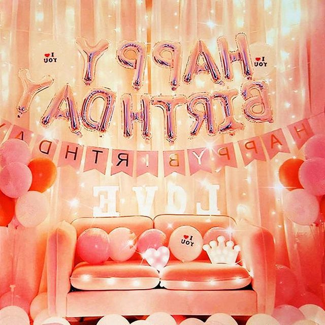 생일파티 LED풍선세트 아이러브 손펌프포함 파티룸