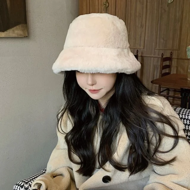 겨울 보온 버킷햇 털 접이식캡 데일리 챙모자