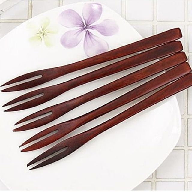 미지 옻칠 티포크 5p 세트 - 과일포크 다용도 미니포크
