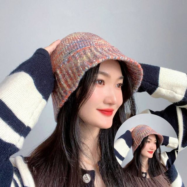 솜사탕 니트 버킷햇 오렌지 버킷햇모자 여성벙거지모자