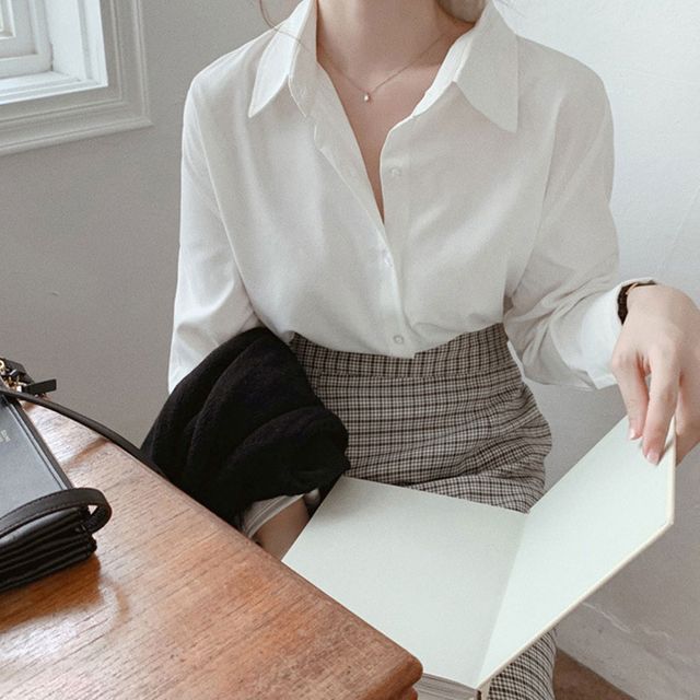 블랙셔츠 캐주얼 와이셔츠 무지남방 봄 데일리
