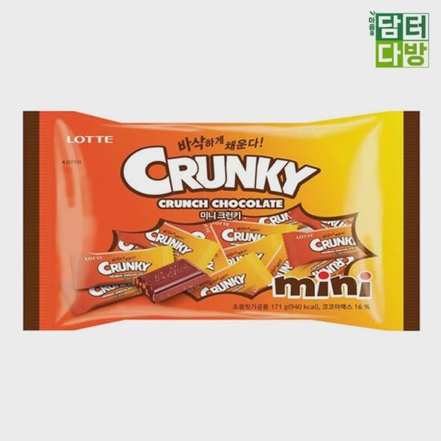 롯데 미니 크런키 171g 3개 세트 - 바삭한 초콜릿 간식