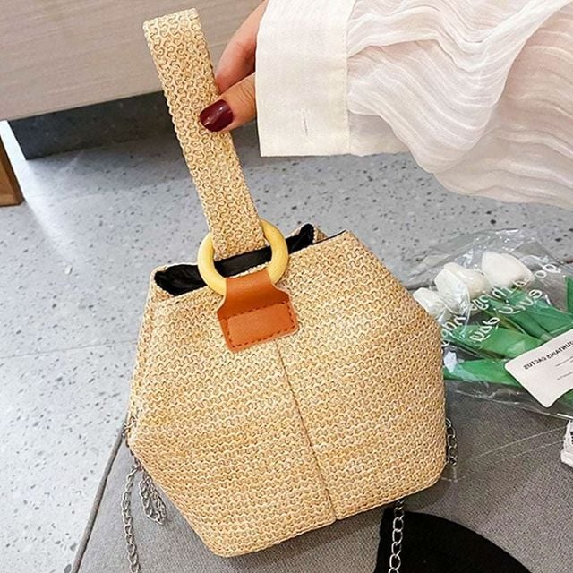 체인 여름 가방 베이지 숄더 라탄 라탄숄더백 여름라탄가방 여성