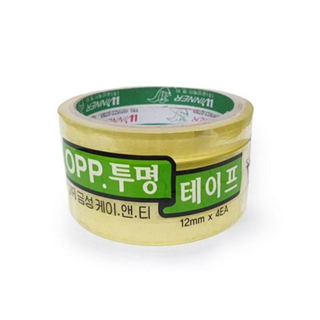 금성 투명 OPP 테이프 12mm x 25M 4개입