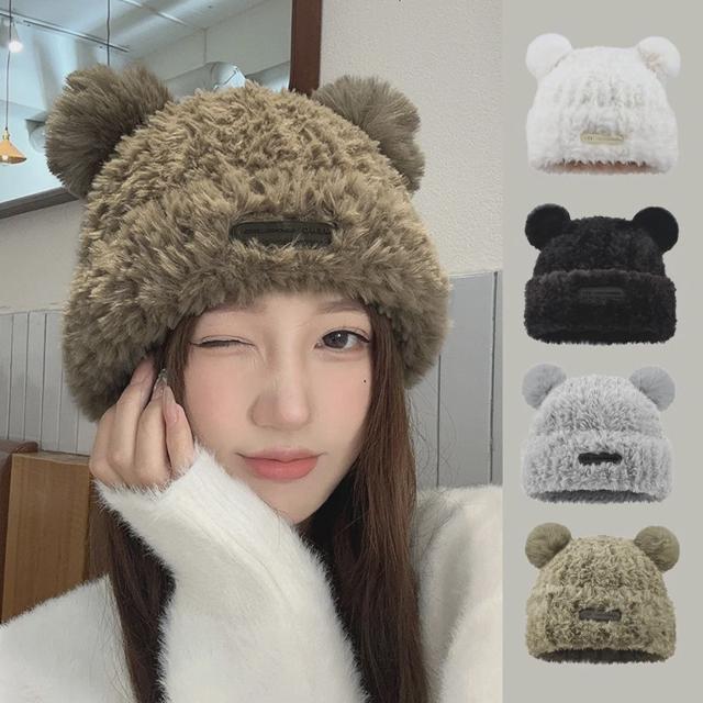여성 겨울 비니 귀달이 털모자 곰돌이 보온 패션