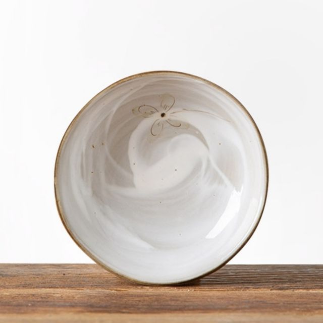 이천도자기 미색꽃 나물기 5호 19.5cm 찬기 그릇